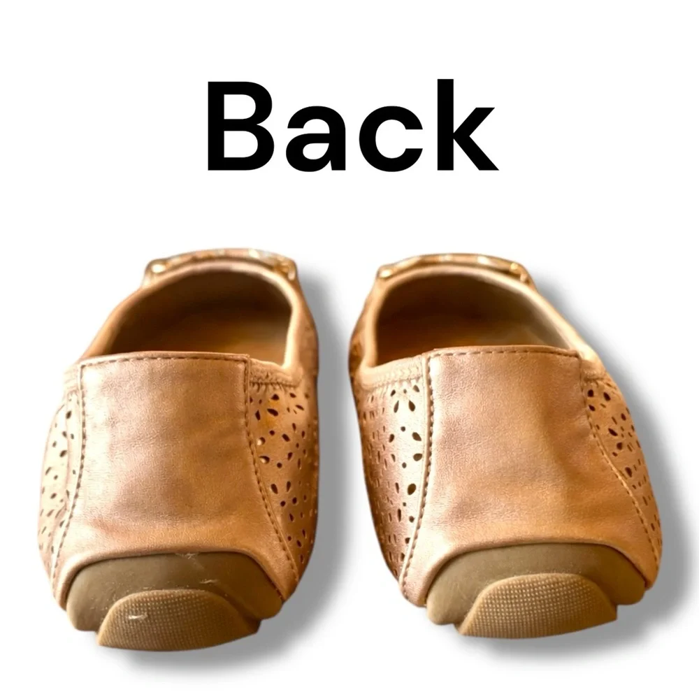 Me too Lila Laser-Cut Slip On Ballet Flats In a Rose Gold Metallic Leather 8.5M - Picture 5 of 10